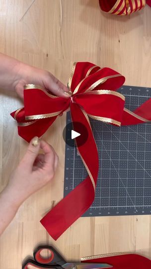 How to Make a Bow in Less Than 10 Minutes! | If you’re a little tired of the super fast videos then this is for you. I filmed myself making a beautiful Christmas bow and you can do this too! | By Julie's Wreath Boutique | Facebook Holiday Bow Decor, How To Make A Large Bow With Wire Ribbon, How To Make Big Bows For Wreaths, How To Make A Layered Bow, Christmas Bows Diy Tutorials Videos, How To Make A Bow Video, How To Make A Bow With Ribbon Video, How To Make A Christmas Bow With Ribbon, Making A Bow For A Wreath