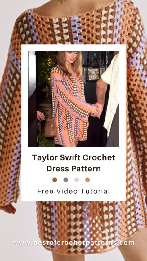 Taylor Swift’s Crochet Dress: A Free Video Tutorial | Taylor Crochet Dress, Knit Crochet Dress, Crochet Taylor Swift Dress, Taylor Swift Crochet Dress Pattern Free, Taylor Swift Crochet Dress Pattern, Taylor Swift Crochet Dress, Crochet Fashion Patterns Free Tutorials, Crochet Birthday Dress, Taylor Swift Crochet Ideas