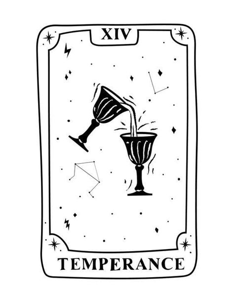 Easy Tarot Card Drawing, Temperance Tattoo, Tarot Drawings, Tarot Template, Wicca Tattoo, Temperance Tarot Card, Cosmic Web, Temperance Tarot, Embroidery Pins