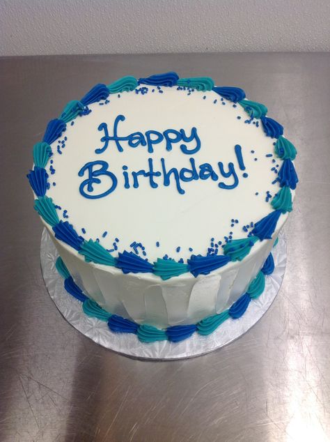 Tortas cumple hombre Simple Birthday Cake Designs, Round Birthday Cakes, Cake Designs For Boy, Buttercream Birthday Cake, Blue Birthday Cakes, Buttercream Cake Designs, Dad Birthday Cakes, Birthday Cake For Him, Happy Birthday Cake Images