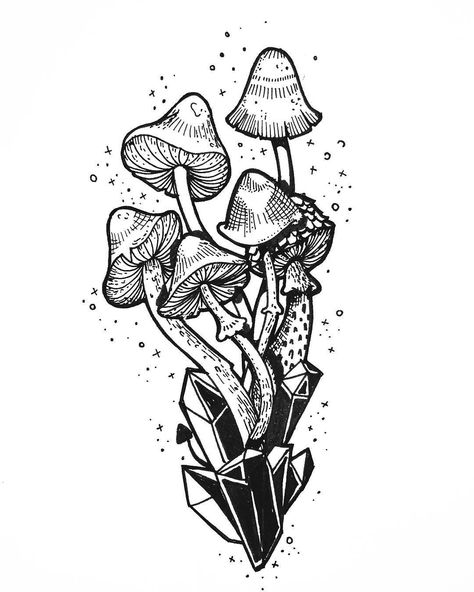 Mushroom Folk, Mushroom Tattoo Ideas, Mushrooms Drawing, Mushroom Tattoo, Arte Doodle, Kunst Tattoos, Trippy Drawings, Mushroom Tattoos, Mushroom Drawing