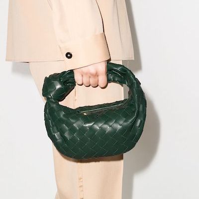 Wardrobe: Sarah-Linh Tran | Feather Factor Bottega Veneta Jodie Bag Outfit, Raintree Green, Sarah Linh Tran, Bottega Mini Jodie, Mini Jodie Bag, Jodie Bag, Bottega Veneta Jodie, Purse Outfit, Mini Jodie