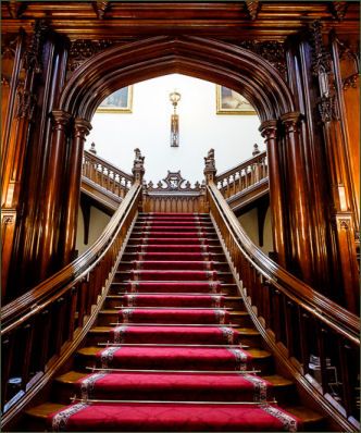 Allerton Castle, Allerton Mauleverer, Harrogate district, West Riding of Yorkshire (now North Yorkshire) Allerton Castle, Castle House Plans, Castle House Design, House Castle, Beautiful Stairs, Castle Aesthetic, Castles Interior, Take The Stairs, Castle House