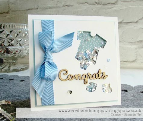 Hello there,Today I have the baby boy shaker card that actually inspired Saturday's video! You can see that HERE if you missed it :-)It all started when the lovely couple over the road had a baby boy Baby Boy Cards Handmade, Scrapbooking Technique, Stampin Up Baby Cards, Fuse Tool, Baby Card Ideas, Baby Cards Handmade, Baby Boy Cards, Shower Cards, Boy Cards