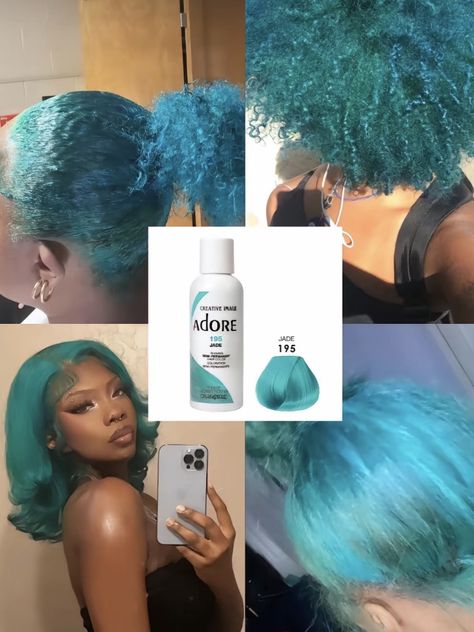 Black And Blue Hair Black Women, Light Blue Natural Hair, Hair Dye Ideas Black Women Natural Hair, Blue Dyed Curly Hair, Blue 4c Hair, Turquoise Hair Black Women, Cyan Blue Hair, Teal Hair Black Women, Blue Hair On Dark Skin