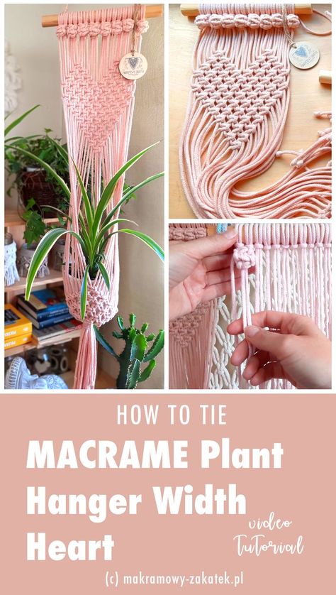 In this tutorial, I'll show you how to make a macrame Macrame Flower Hanger With Heart Macrame Flower, Macrame Plant Hanger Patterns, Macrame Knots Tutorial, Knots Tutorial, Diy Plant Hanger, Macrame Hanger, Macrame Knot, Macrame Patterns Tutorials, Macrame Knots