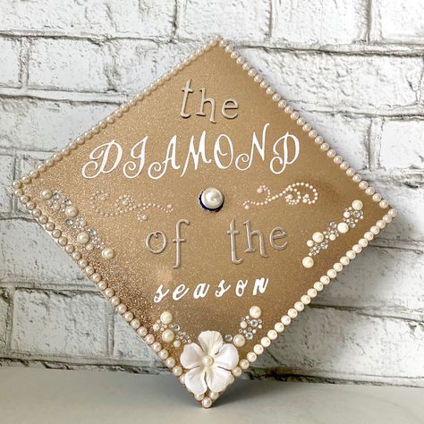 the diamond of the season graduation cap Bridgerton Graduation Cap, Grad Cap Sparkle, Pretty And Educated Grad Cap, Badazzel Grad Cap, The Princess And The Diploma Grad Cap, Diamond Of The Season, Caps Ideas, Grad Hats, Graduation Cap Decoration Diy