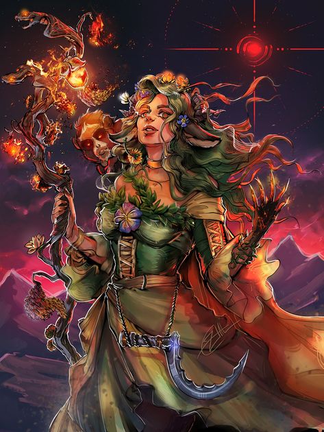 Circle Of Wildfire Druid, Bells Hells Critical Role, Wildfire Druid, Fearne Calloway, Jester Critical Role Official Art, Campaign 3 Critical Role, Critical Role Campaign 1 Fanart, Critical Role Bell’s Hells, Gallows Humor