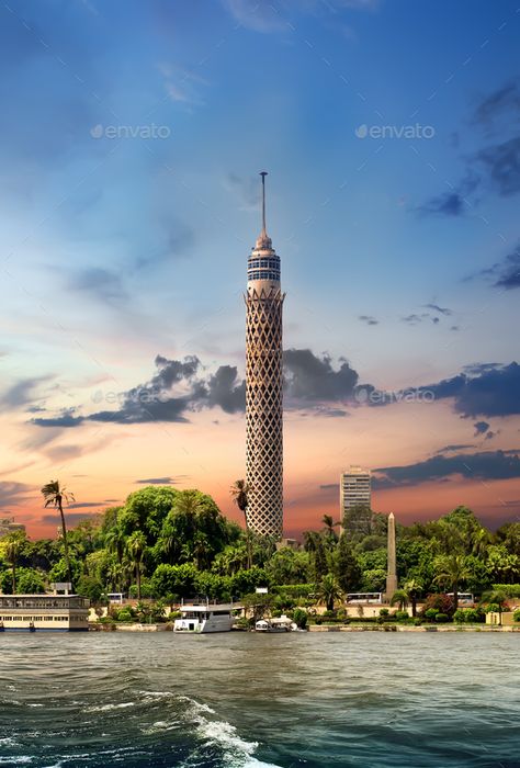 Tower in Cairo by Givaga. Tall TV tower in Cairo near Nile#Givaga, #Cairo, #Tower, #Tall Egyptian Interior, Tall Tv, Cairo Tower, Places In Egypt, Life In Egypt, Hurghada Egypt, Modern Egypt, Alexandria Egypt, Egypt Tours