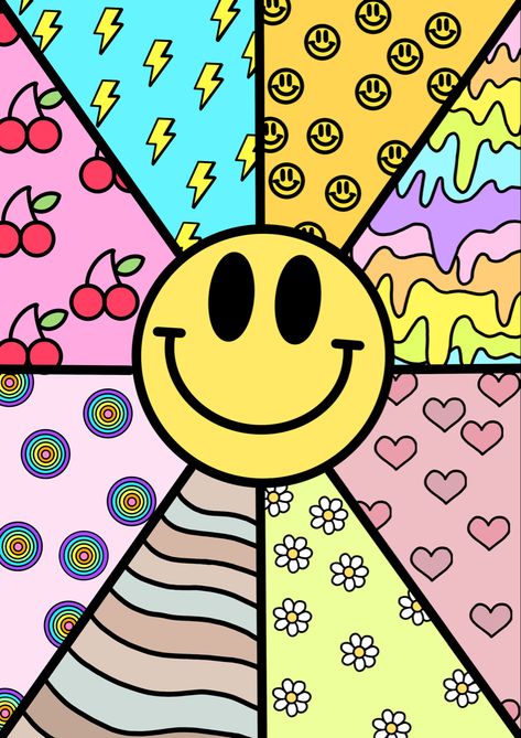 Smile Easy Drawing, Hard Drawings, Epic Face, Pop Art Drawing, Posca Art, Pop Art Painting, Mandala Design Art, Art Pop, Abstract Wallpaper