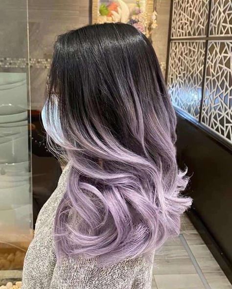 40+ Amazing Purple Highlights On Black Hair Ideas (2022 Updated) 17 Brown And Pastel Hair, Black Hair With Light Purple Highlights, Lavender Highlights On Black Hair, Light Violet Brown Hair, Light Purple Highlights Black Hair, Pastel Purple Hair Highlights, Black With Lavender Highlights, Light Purple Underneath Hair, Black To Lavender Hair