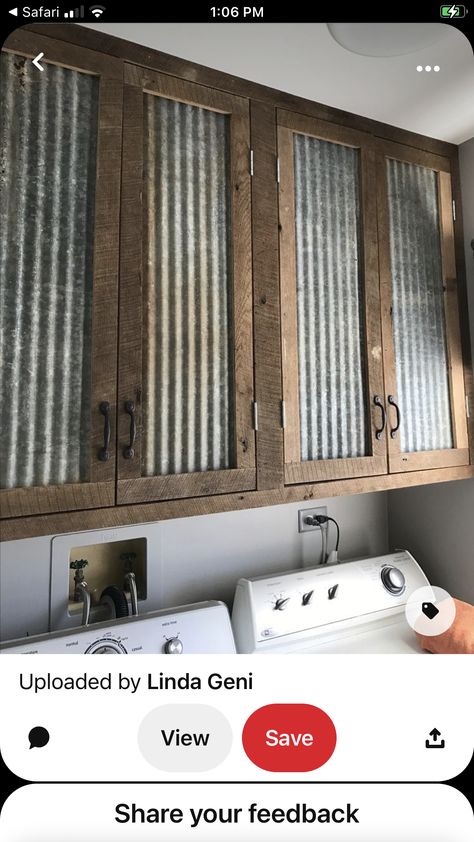 Tin And Barnwood Walls, Corrugated Metal Kitchen Cabinets, Painting Galvanized Metal Diy, Corrugated Tin Wall, Corrugated Metal Wall Bathroom, Corrugated Metal Wall, Tin Ideas, Galvanized Metal Wall, Metal Kitchen Cabinets