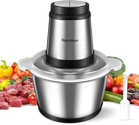 Narcissus Electric Meat Grinder, 400W Professional Food Processor Chopper for Meat Vegetable, 8-Cup 2L Capacity Stainless Steel Bowl, Super Power for Quick Chopping and Mixing, with a Scraper Beef Round, Electric Foods, Vegetable Chopper, Food Chopper, Meat Grinder, Stainless Steel Bowl, Now Foods, Nutribullet Blender, Food Processor