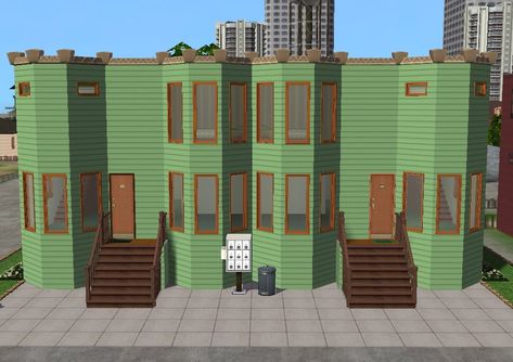 Mod The Sims - Apartments for Downtown! 2 Maxis lots converted to apartments Invisible Fence, Small Fence, Hemnes, Square Dining Tables, Sims 2, Small Garden, Second Floor, The Sims, The Expanse