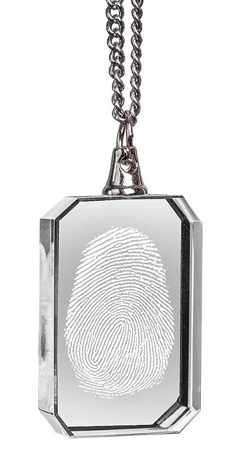 PRICES MAY VARY. A SMALL, TOUCHING GIFT: Want to surprise a loved one with a beautiful keepsake they can wear? Our personalized fingerprint necklaces make the perfect “just because” gift HIGHLY DURABLE MATERIAL: All of our customized products are made of K9 Crystal. This pure, sparkling material makes your engraving stand out in any room. Plus, it’s durable enough to last a lifetime WHY CHOOSE LASER ENGRAVING: Crystal engraving is the most original way to showcase your memories. This gorgeous ke Fingerprint Necklace, Rectangle Necklace, Customized Products, 3d Laser, Just Because Gifts, Laser Etching, Mom Birthday Gift, Personalized Necklace, Accessories Necklace