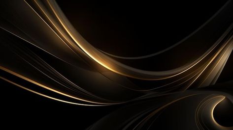 Photo abstract black and gold lines back... | Premium Photo #Freepik #photo #smooth #wave-illustration #light-wave #light-banner Gold Lights Aesthetic, Gold Wallpaper Pc, Black And Gold Background, Background Banner Design, Wave Light, Gold And Black Background, Black And Gold Aesthetic, Lines Background, Birthday Posters