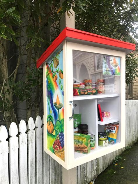 This mom's Little Free Pantries unite communities through giving Lion Scouts, Community Pantry, Homeless Care Package, Little Free Pantry, Wicked Chicken, Free Pantry, Tiny Library, Peace Garden, Dream Pantry