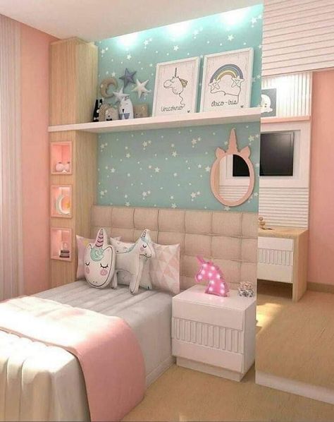 Shared Girls Bedroom, Murphy Bed Diy, Cute Wall Decor, Bedroom Decor For Teen Girls, Dekorasi Kamar Tidur, Girly Room, Toddler Rooms, Girl Bedroom Designs