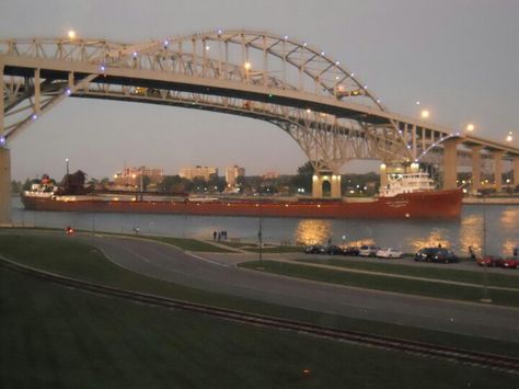 Water Bridge, Port Huron Michigan, Great Lakes Ships, Port Huron, Abandoned Buildings, Local Area, Sydney Harbour Bridge, Great Lakes, Blue Water