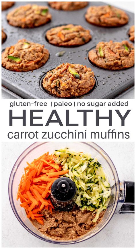 Healthy Muffins With Veggies, Gluten Free Zucchini Carrot Muffins, No Sugar Carrot Muffins, Fat Free Sugar Free Recipes, Vegan Carrot Zucchini Muffins, Gluten Free Vegetable Muffins, Clean Zucchini Muffins, Whole 30 Zucchini Muffins, Healthy Zucchini Carrot Muffins