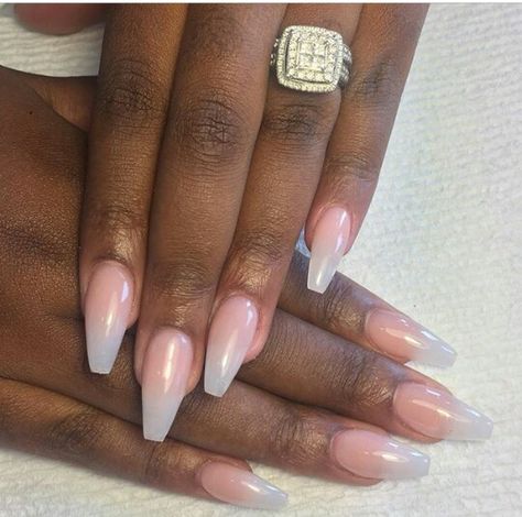 Pink And White Ombre Nails Coffin, Mom Nails, Pink And White Ombre, Ombre Acrylic, Elegant Nail, Elegant Nail Designs, White Ombre, White Tip, Long Acrylic