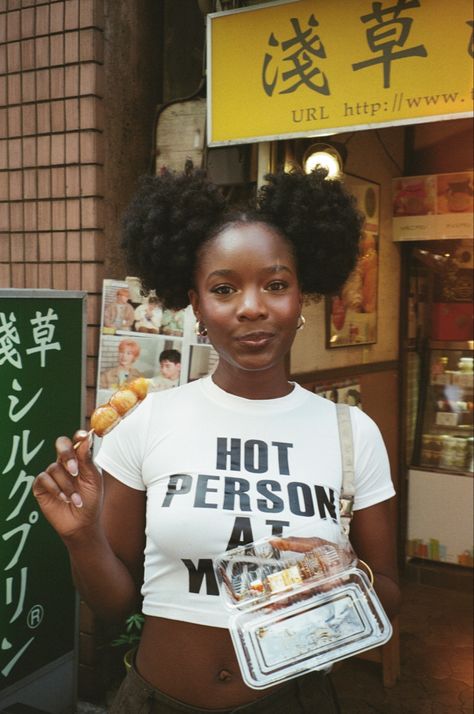 Black In Tokyo, Nerdy Black Woman, Juneteenth Outfit Ideas, Black People Aesthetic, Tokyo Aesthetic, Japan Outfit, Japan Woman, Black Femininity, Black Person