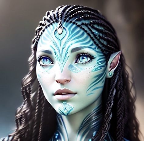 Avatar Oc Navi Metkayina, Avatar Navi Oc White Hair, Metkayina Face Claim, Avatar Face Claim, Na'vi Face Claims Metkayina, Female Na'vi Face Claim, Female Alien, Na’vi Avatar Face Claim Omaticaya, White Hair Na’vi