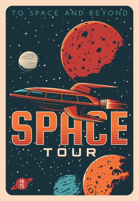 Space Tourism Posters, Vintage Space Poster, Space Travel Posters, Space Tourism, Travel Poster Design, Tourism Poster, Space Wall Art, Fun Fair, Space Poster