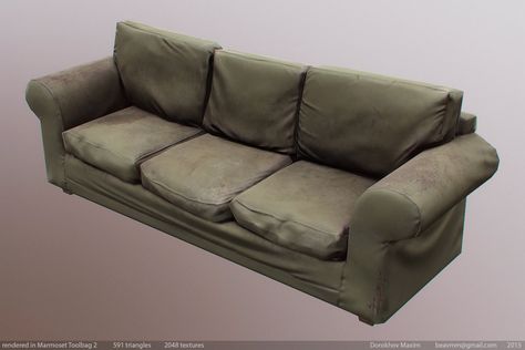 ArtStation - Old sofa, Maxim Dorokhov Sofa Reference, Disney Canvas Art, Vintage Couch, Disney Canvas, Old Sofa, 3d Props, Substance Designer, Landscape Concept, Modelos 3d