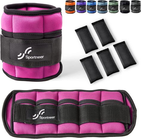 Ankle weights to make your workouts a little bit harder! They come in different weights and colors! They are great for any type of workout even if you're just going on a walk! Fitness Studio Training, Arm Workout Women, Ankle Weights, Adjustable Dumbbells, Adjustable Weights, Gym Essentials, Weight Set, Weights For Women, Workout Essentials