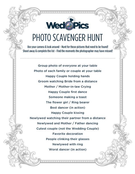 back of WedPics card to have on each table - held by wood stump holder Scavenger Hunt Wedding Reception, Wedding Picture Scavenger Hunt, Wedding Photo Scavenger Hunt, Wedding Scavenger Hunt, Picture Scavenger Hunt, Wedding Photo App, Bridal Shower Baskets, Casual Wedding Reception, Wedding Games For Guests