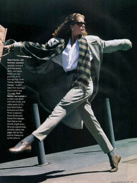 #80s #powersuit #powerdressing #yuppie 1987 Fashion, Rachel Hunter, Sporty Casual, Power Dressing, Power Suit, Simple Image, View Image, Rough Cut, Over Knee Boot