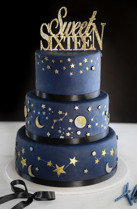 Celestial Sweet Sixteen Cake | Sprinkle Bakes Best Birthday Cake Recipe, Sweet Sixteen Cakes, Gateau Baby Shower, Diy Birthday Cake, Sweet 16 Birthday Cake, 16 Cake, Sweet 16 Cakes, Homemade Birthday Cakes, 16 Birthday Cake