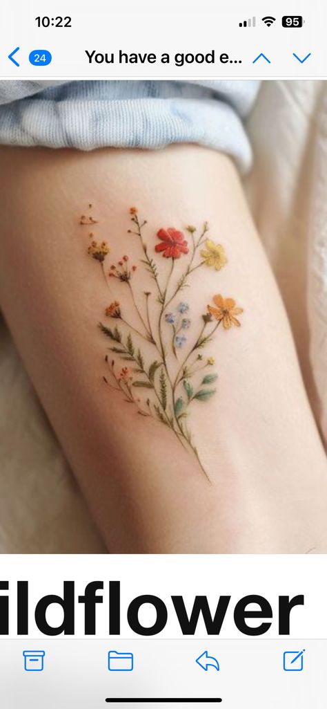 Wildflower Tattoo Placement, Wildflower Tattoo, Thigh Tattoos, Tattoos Women, Thigh Tattoos Women, Tattoo Placement, Thigh Tattoo, Tattoos For Women, Wild Flowers