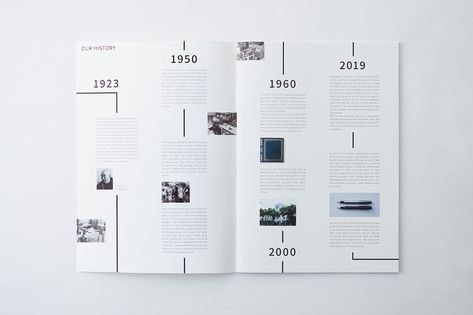 Timeline Layout Design, Chronology Design, Timeline Design Layout, Brochure Graphic, Template Brochure, Buch Design, Pamphlet Design, Yearbook Design, Graphic Design Brochure