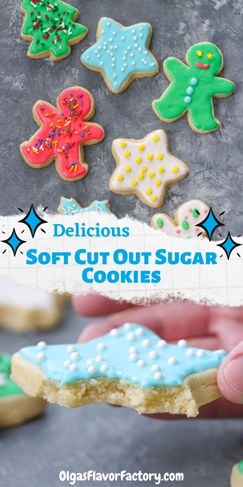 Sour Cream Cutout Sugar Cookies, Perfect Cutout Sugar Cookies, Olga’s Flavor Factory, Sour Cream Cut Out Cookies Recipe, Soft Sour Cream Sugar Cookies, Best Cutout Sugar Cookie Recipe, Sour Cream Cutout Cookies, Soft Cut Out Sugar Cookies, Sour Cream Icing