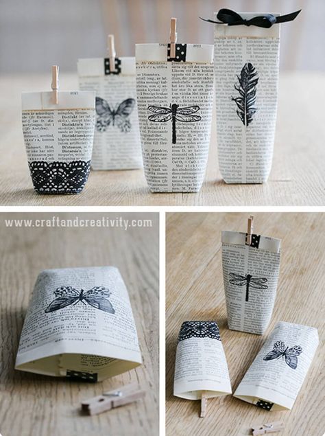 15 DIY Old Book Craft Ideas That Are Beautifully Vintage Looking - Craftsonfire Ways To Wrap Presents, Diy Old Books, Wrap Presents, Creative Wrapping, Old Book Crafts, Presente Diy, Eco Friendly Gift Wrapping, Alternative Gifts, Book Page Crafts