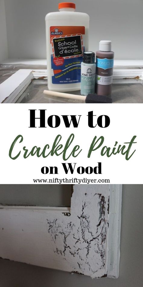 How To Paint Something To Look Rustic, How To Age Wood With Paint, Glue Crackle Finish Diy, How To Make Paint Crackle, How To Crackle Paint Wood, How To Crackle Paint Furniture, Crackle Paint With Elmers Glue Tutorials, How To Do Crackle Paint, Crackle Paint Diy Tutorials