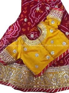 Gotapatti Lehenga, Indian Wedding Party Dresses, Gota Patti Lehenga, Bandhani Lehenga, Traditional Lehenga, Raw Silk Blouse, Gota Patti Saree, Trousseau Packing, Lehenga Dupatta