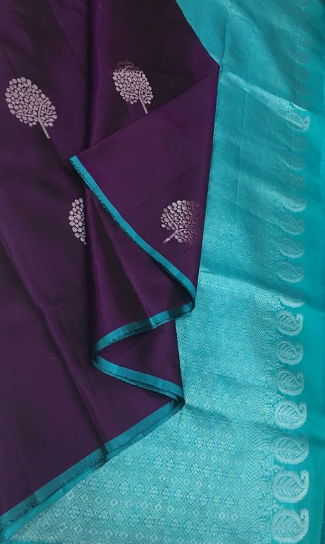 Latest Silk Saree Colour Combinations, Violet Saree Contrast Blouse, Purple Contrast Color Combinations Dress, Soft Silk Saree Blouse Designs Latest, Soft Silk Saree Blouse Designs, Contrast Colour Combination Saree, Saree Combinations Color Combos, Contrast Colour Combination, Blue Sarees