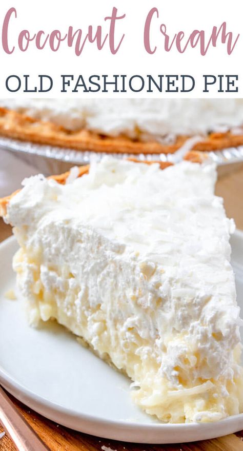 Old Fashioned Coconut Cream Pie, Whipped Cream Pie, Pie Recipe Easy, Easy Custard, Coconut Cream Pie Recipes, Homemade Custard, Recipes With Whipping Cream, Coconut Pie, Coconut Desserts