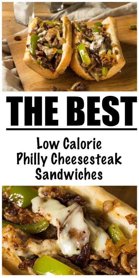 Healthy Philly Cheesesteak Sandwiches (UNDER 450 CALORIES!) Ground Turkey Philly Cheesesteak Healthy, Macro Friendly Cheesesteak, Low Cal Philly Cheesesteak, Low Calorie Philly Cheese Steak, Low Calorie Chicken Sandwich, Low Calorie Steak Recipes, Healthy Cheesesteak, Shaved Steak Recipe, Low Calorie Sandwich