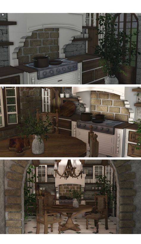 Bloxburg House Ideas Earthy, Witch Bloxburg House, Bloxburg Style Ideas, Bloxburg English House, Bloxburg Cluttered House, Bloxburg Cabin Kitchen, Bloxburg Coffee Shop Ideas Interior, Victorian Interior Bloxburg, Bloxburg Realistic Furniture