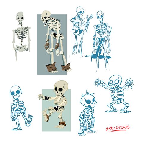 skeletons01 Pirate Skeleton Art, Skeleton Character Design Concept Art, Chibi Skeleton Drawing, Skeleton Reference Drawing, Skeleton Oc Art, Skeleton Cartoon Drawing, Skeleton Character Art, Comissions Art Sheet, Cartoon Skeleton Drawing