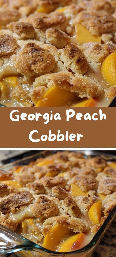 Georgia Peach Cobbler Recipe Georgia Peach Cobbler Recipe, Georgia Peach Cobbler, Peach Cobbler Ingredients, Cobbler Crust, Cobbler Recipes Easy, Easy Peach Cobbler Recipe, Peach Dessert Recipes, Cobbler Topping, Peach Cobbler Easy