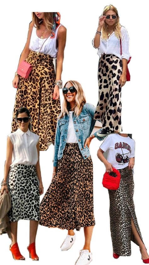 Como usar una falda animal print - combinación Animal Print Outfits, Simple Wardrobe, Outfit Primavera, Casual Chique, Cool Summer Outfits, Adidas Outfit, Bohemian Chic, Office Outfits, Outfits Casuales