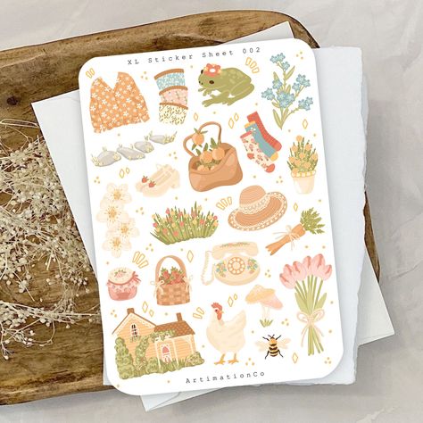 Hygge Cottage, Autumn Cottage Core, Cottage Core Stickers, Cottage Core Spring, Bullet Journal Scrapbook, Bullet Journal Sticker, Cottage Illustration, Sticker Inspiration, Autumn Cottage