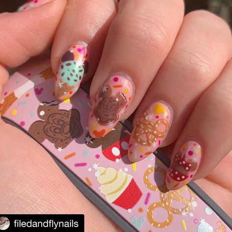 @staypolishednails on Instagram: “The cutest #disney nails 💅🏽Nails by @filedandflynails 📲 Book Online 24/7 🌎  @staypolishednails…” Food Nail Art, Nails Disney, Tiny Canvas, Food Nails, Nail Art 3d, Mint Chocolate Chip Ice Cream, Disney Treats, Disney Nails, Mint Chocolate Chips