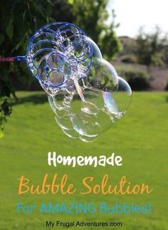 Diy Bubble Solution, Diy Bubbles, Homemade Bubble Solution, Bubble Recipe, Bubble Solution, Homemade Bubbles, Diy Mothers Day Gifts, Fun For Kids, Childrens Crafts