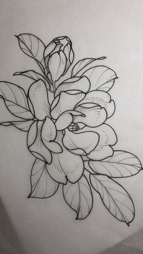 magnolia tattoo by Shannon Elliott @paingardens Flower Tattoo Flash, Magnolia Flower Tattoo, Tattoos For Women Sleeve, Magnolia Tattoo, Marquesan Tattoos, Gladioli, Śliczne Tatuaże, Tattoo Portfolio, Flower Tattoo Designs